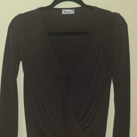 Anel (Greece) Brown Tie Front Top - Picture 1 of 2